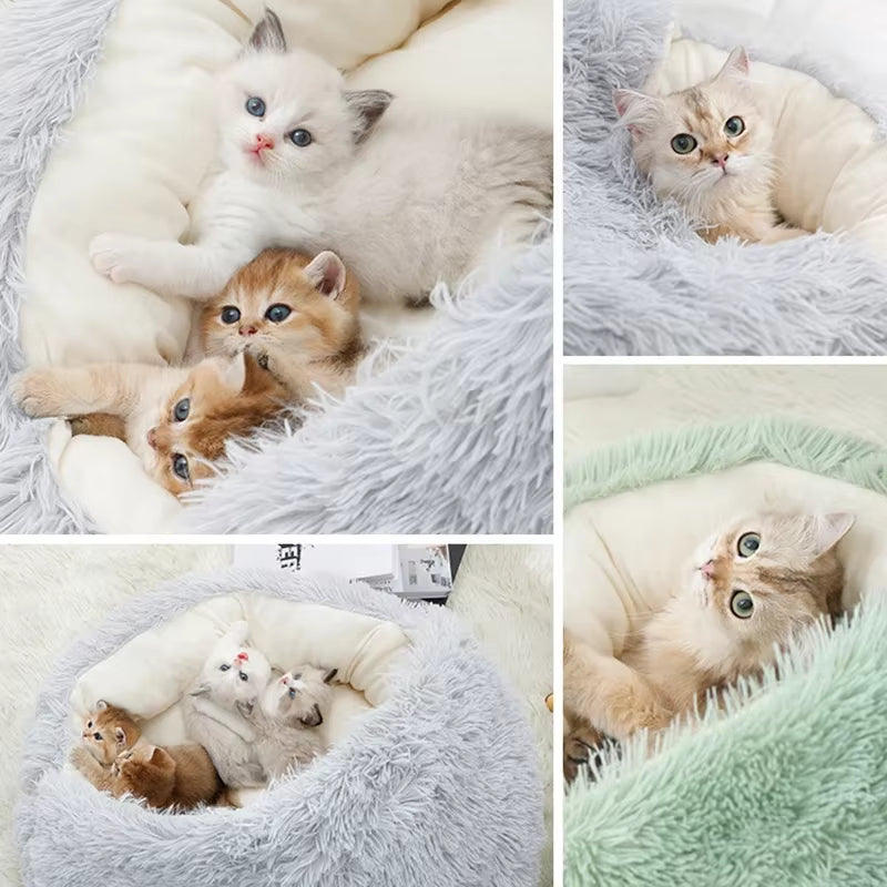 Winter Long Plush Pet Bed for cats and small dogs