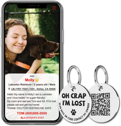 Personalized Stainless Steel QR Code Pet ID Tag