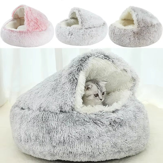 Winter Long Plush Pet Bed for cats and small dogs