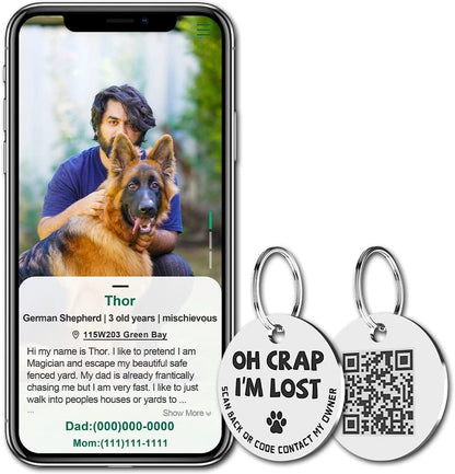 Personalized Stainless Steel QR Code Pet ID Tag