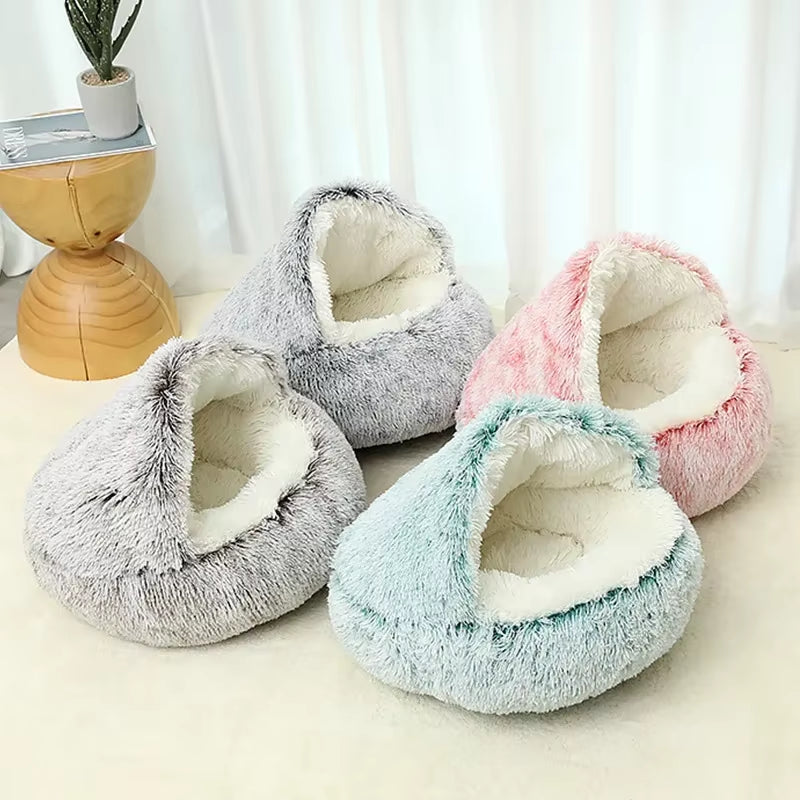 Winter Long Plush Pet Bed for cats and small dogs