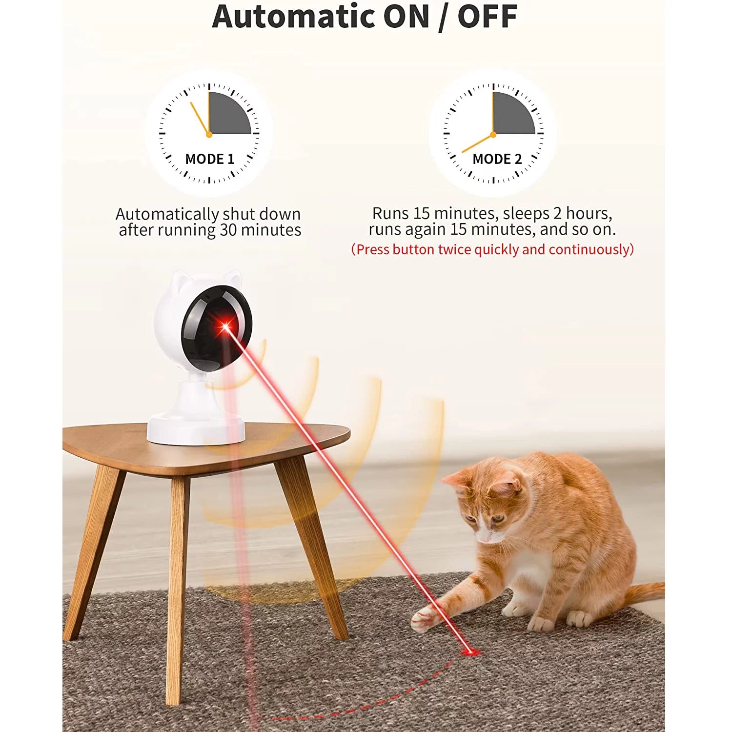 Automatic Laser Cat Toy - Engaging Laser Pointer, Adjustable Modes, and Multi-Angle Design for Indoor Cats