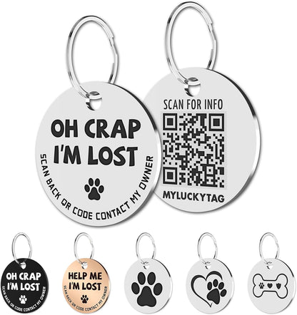 Personalized Stainless Steel QR Code Pet ID Tag