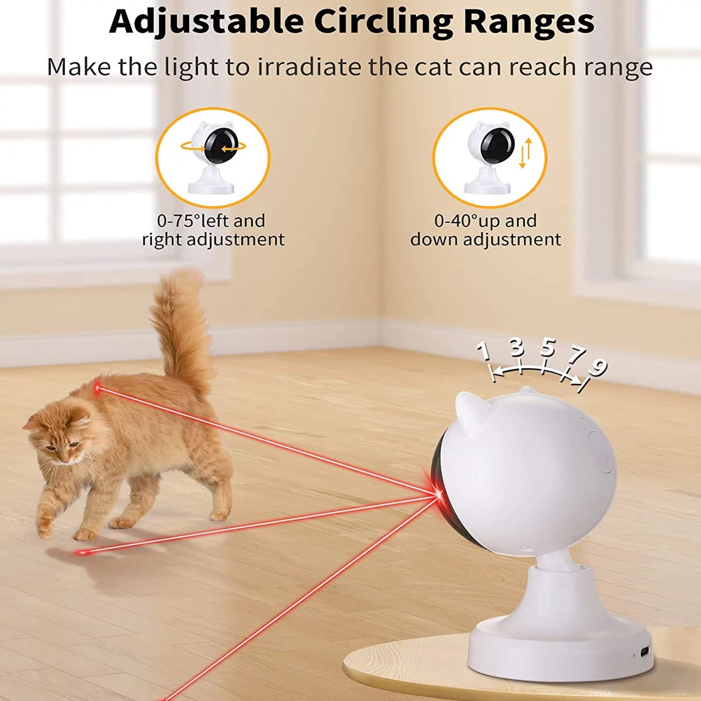 Automatic Laser Cat Toy - Engaging Laser Pointer, Adjustable Modes, and Multi-Angle Design for Indoor Cats